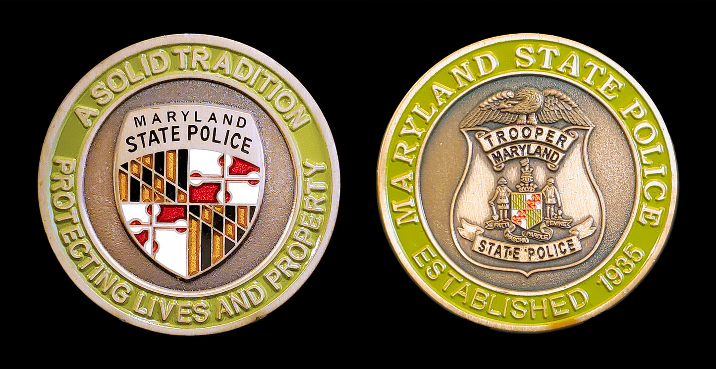 Maryland - Maryland State Police 1st Issue 2D Badge Challenge Coin