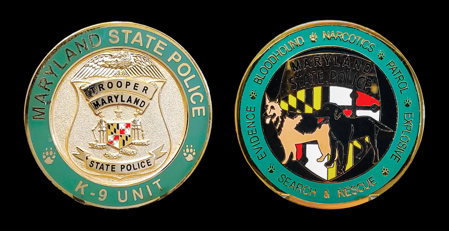 Maryland - Maryland State Police - K-9 Unit Challenge Coin - Maryland State Police