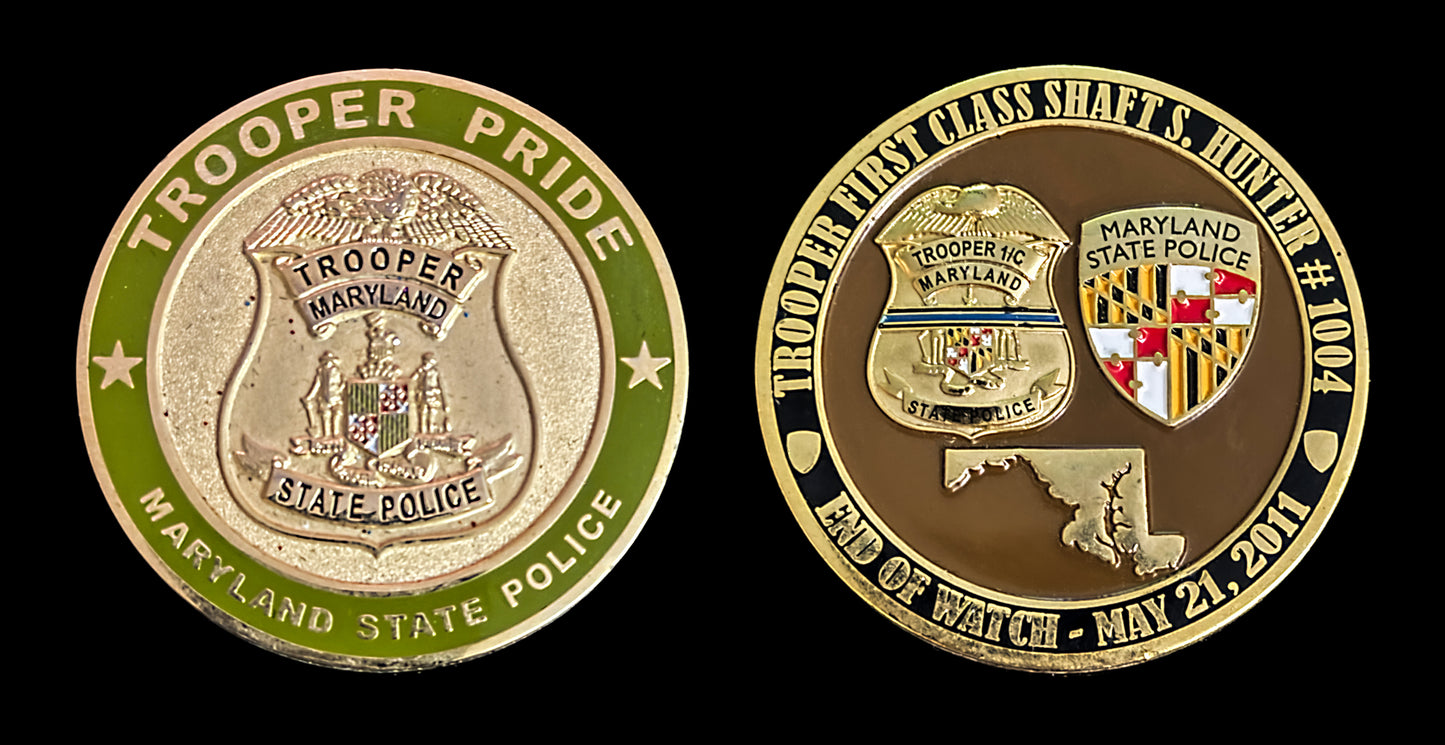 Maryland - Maryland State Police Trooper Shaft S. Hunter End of Watch Coin - Maryland State Police