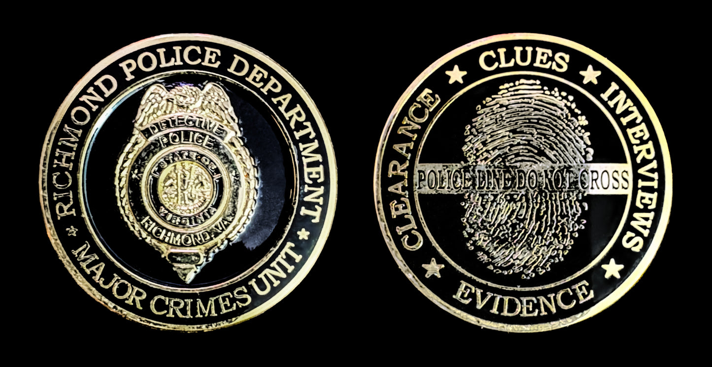 Virginia - Richmond Va. Major Crimes Unit Coin - Richmond VA Police Department