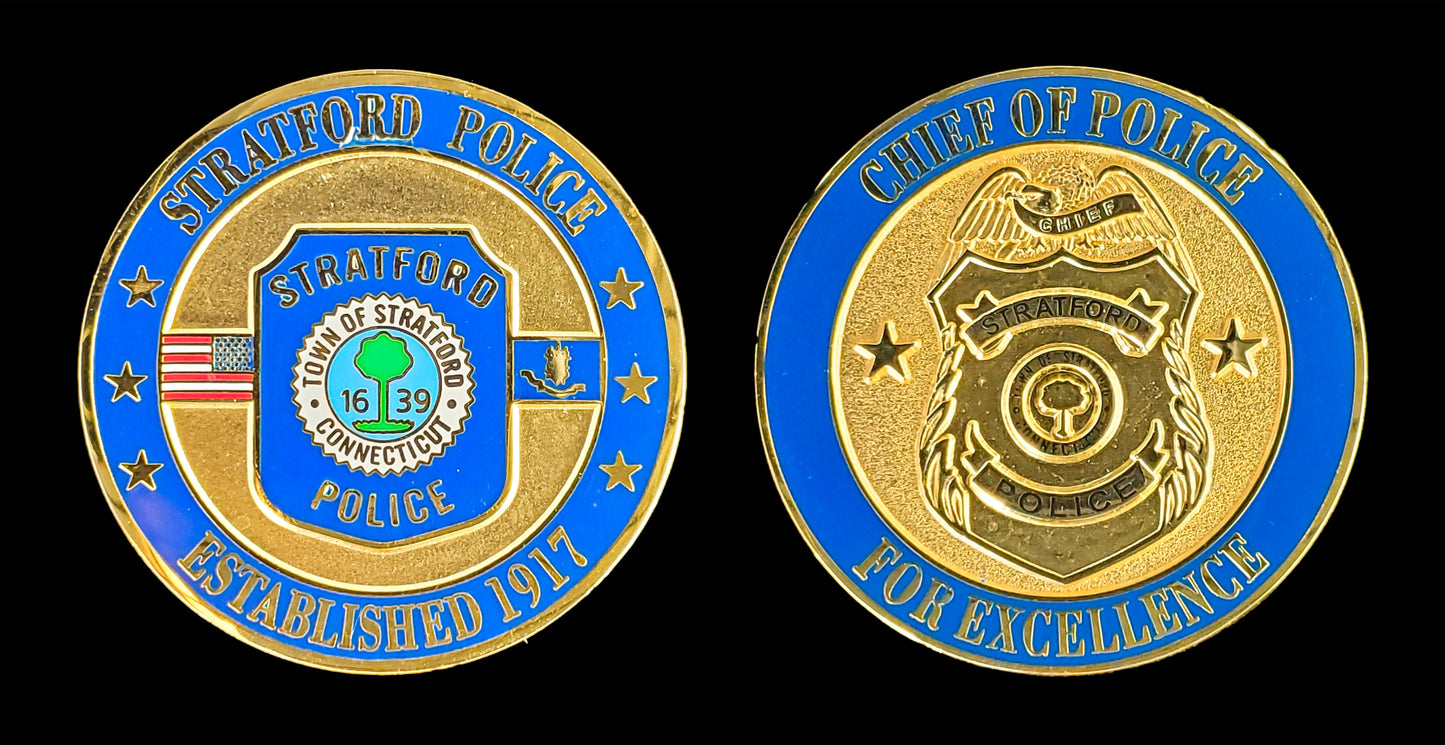 Connecticut - Stratford Connecticut - Chief of Police Recognition for Excellence Coin - Stratford CT Police Department
