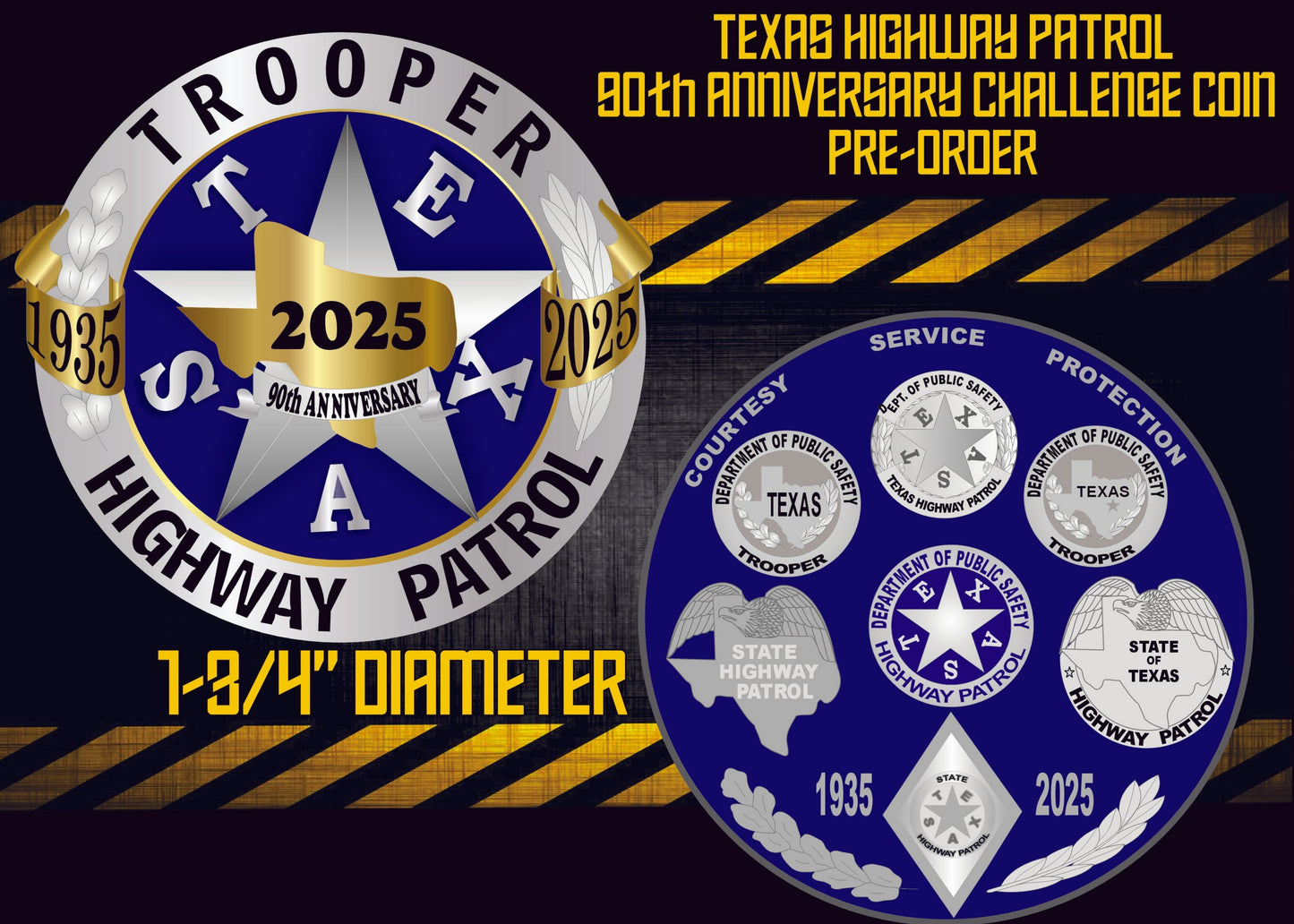 90th ANNIVERSARY TEXAS HIGHWAY PATROL CHALLENGE COIN