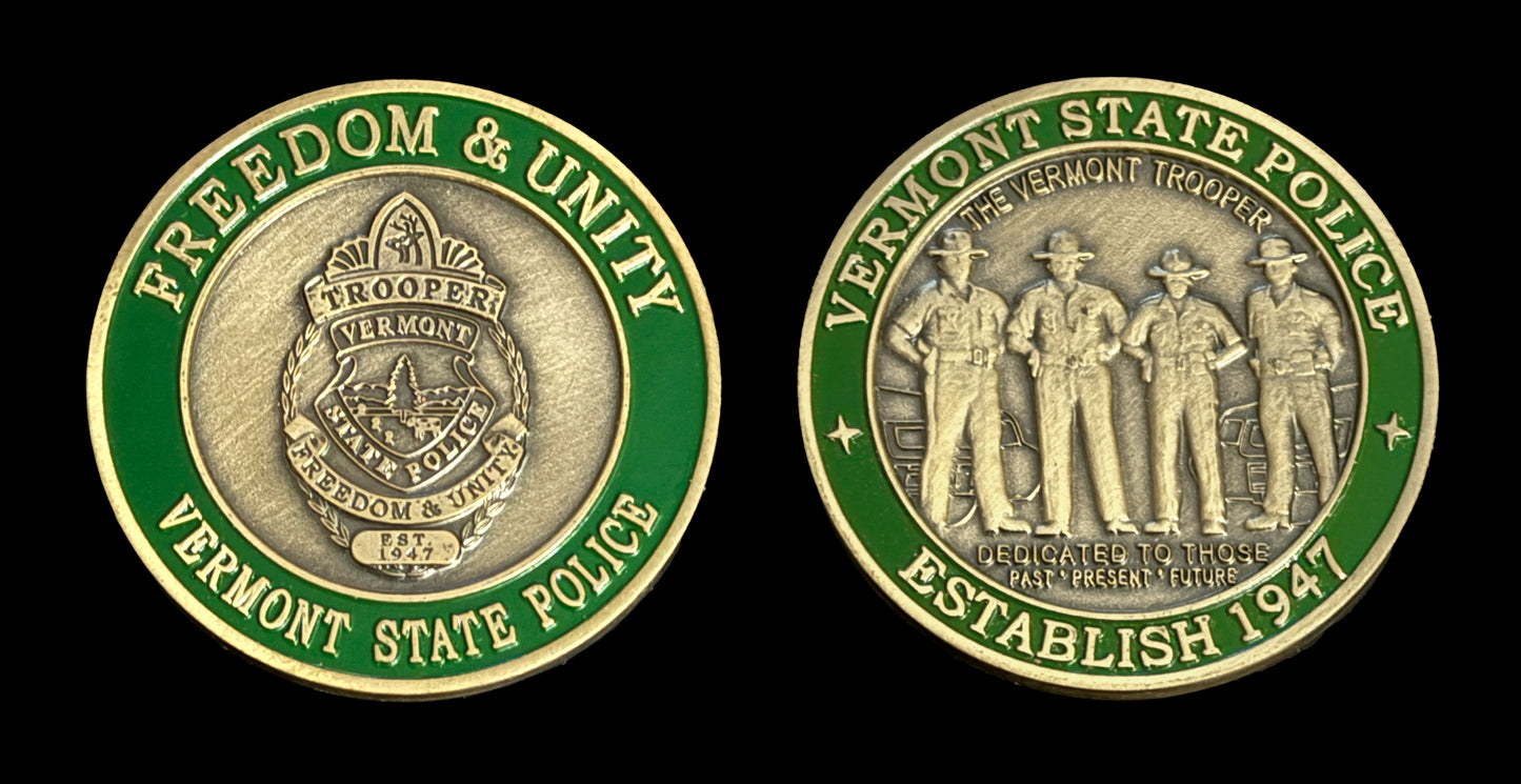 Vermont - Vermont State Police " Past Present & Future " Challenge Coin - Vermont State Police