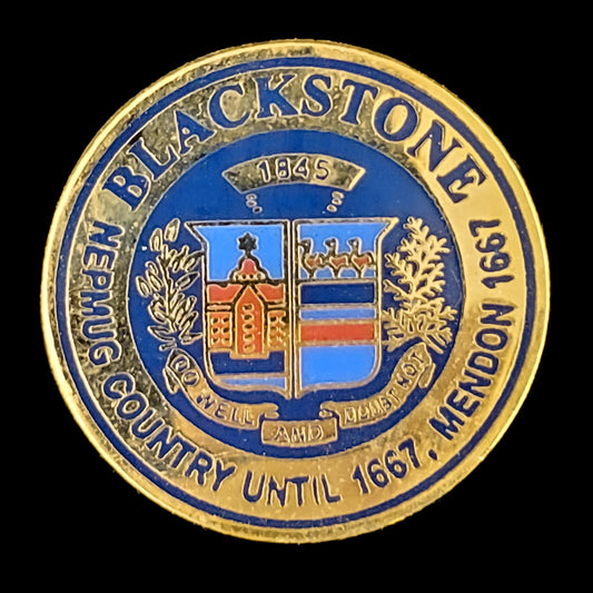 Massachusetts- Blackstone Ma. Enameled Pin - Blackstone County Emblem