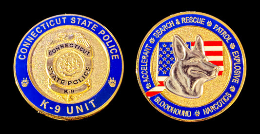 Connecticut - Connecticut State Police K-9 Unit Challenge Coin - Connecticut State Police