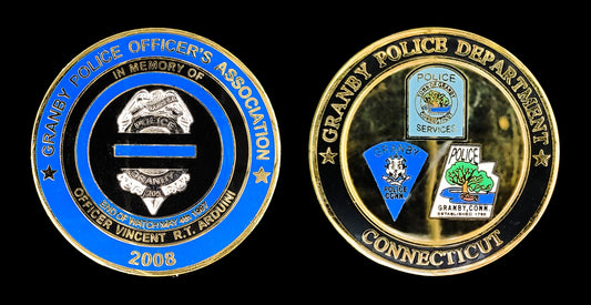 Connecticut - Granby Connecticut Memorial Challenge Coin : Officer Vincent R. T. Arduini End of Watch Coin - Granby CT Police Department