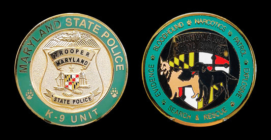 Maryland - Maryland State Police - K-9 Unit Challenge Coin - Maryland State Police
