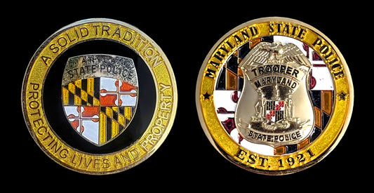 Maryland - Maryland State Police 3D Yellow Challenge Coin - Maryland State Police