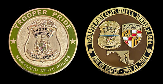 Maryland - Maryland State Police Trooper Shaft S. Hunter End of Watch Coin - Maryland State Police