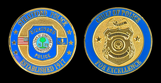 Connecticut - Stratford Connecticut - Chief of Police Recognition for Excellence Coin - Stratford CT Police Department