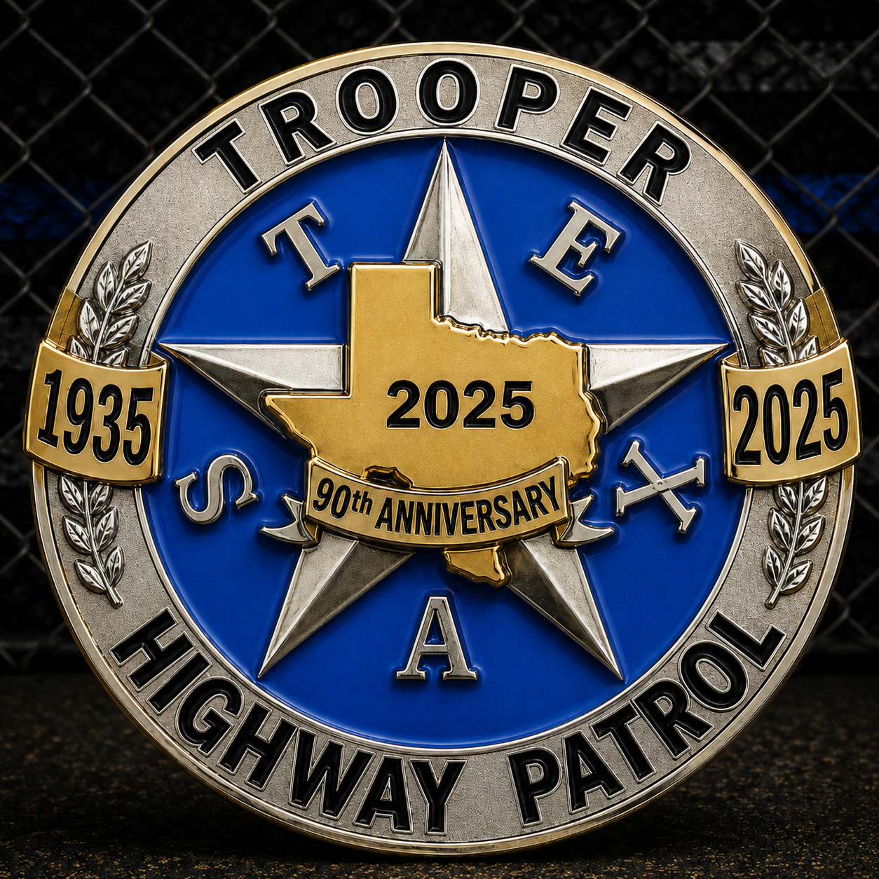 90th ANNIVERSARY TEXAS HIGHWAY PATROL CHALLENGE COIN