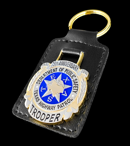Texas - Texas Highway Patrol 75th Anniversary Department of Public Safety Leather Keychain